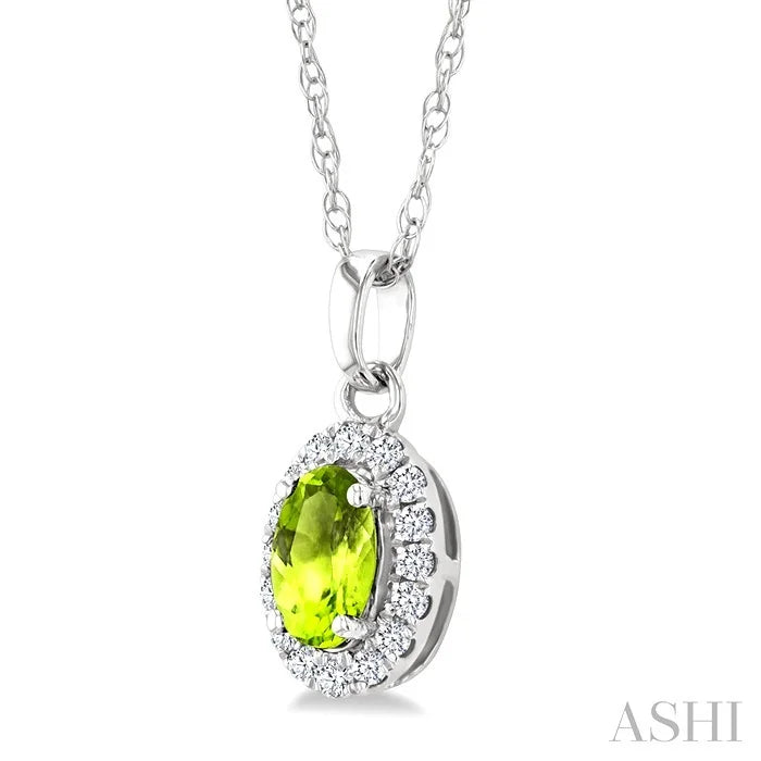 Oval Shape Gemstone & Halo Diamond Pendant