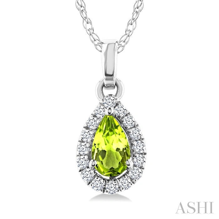 Pear Shape Gemstone & Halo Diamond Pendant