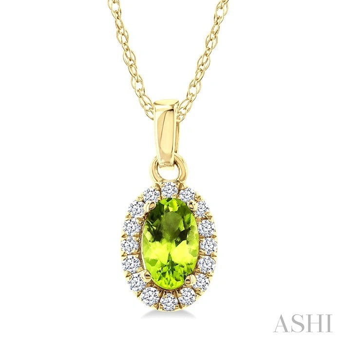 Oval Shape Gemstone & Halo Diamond Pendant