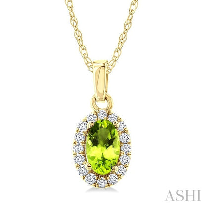 Oval Shape Gemstone & Halo Diamond Pendant