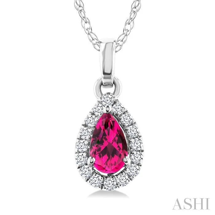 Pear Shape Gemstone & Halo Diamond Pendant