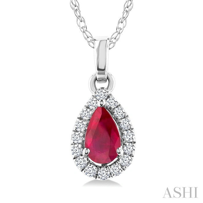 Pear Shape Gemstone & Halo Diamond Pendant