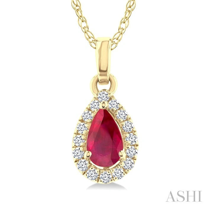 Pear Shape Gemstone & Halo Diamond Pendant