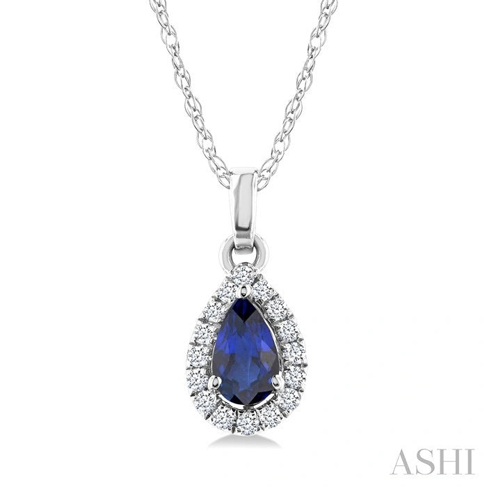 Pear Shape Gemstone & Halo Diamond Pendant