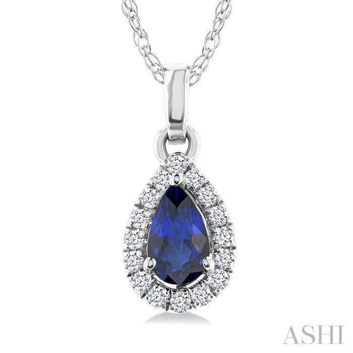 Pear Shape Gemstone & Halo Diamond Pendant
