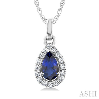 Pear Shape Gemstone & Halo Diamond Pendant