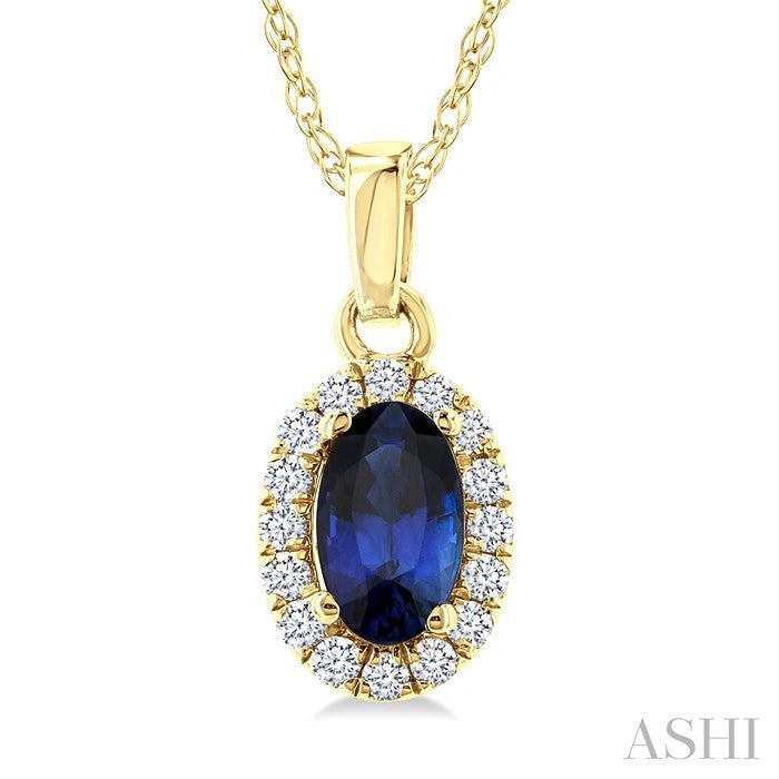 Oval Shape Gemstone & Halo Diamond Pendant