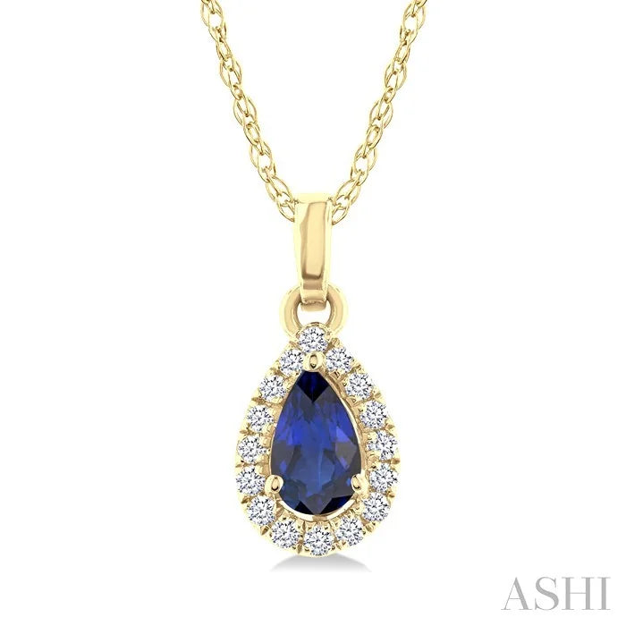 Pear Shape Gemstone & Halo Diamond Pendant