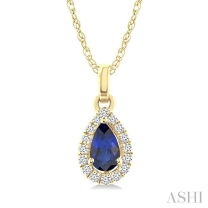 Pear Shape Gemstone & Halo Diamond Pendant