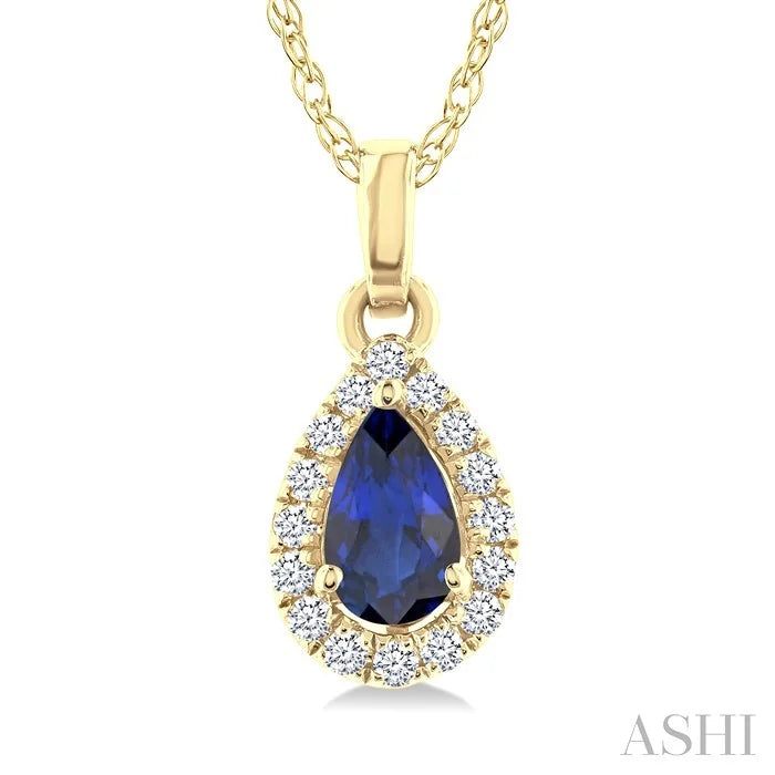 Pear Shape Gemstone & Halo Diamond Pendant
