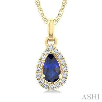 Pear Shape Gemstone & Halo Diamond Pendant