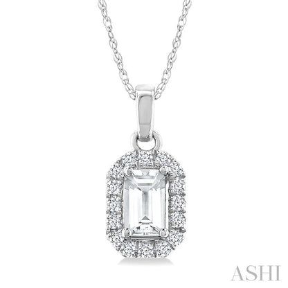 Emerald Shape Gemstone & Halo Diamond Pendant