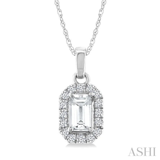 Emerald Shape Gemstone & Halo Diamond Pendant