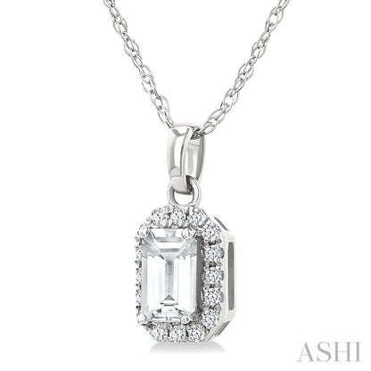 Emerald Shape Gemstone & Halo Diamond Pendant