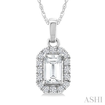 Emerald Shape Gemstone & Halo Diamond Pendant