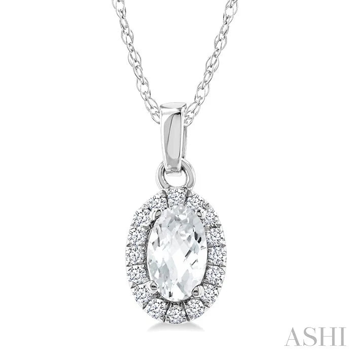 Oval Shape Gemstone & Halo Diamond Pendant