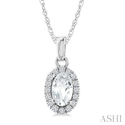 Oval Shape Gemstone & Halo Diamond Pendant