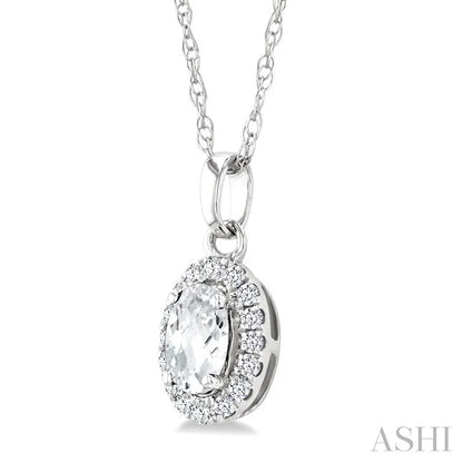 Oval Shape Gemstone & Halo Diamond Pendant