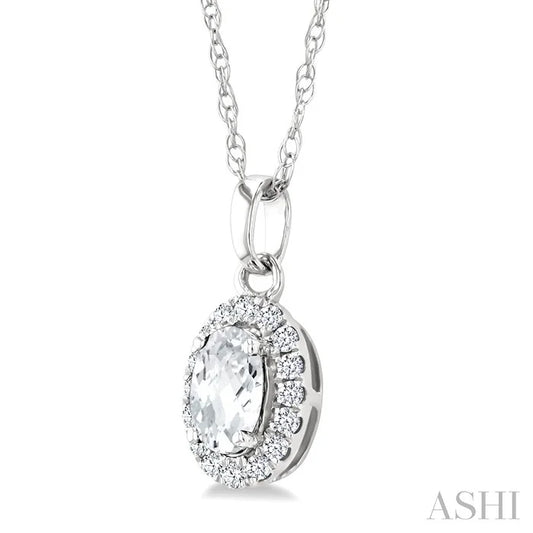 Oval Shape Gemstone & Halo Diamond Pendant