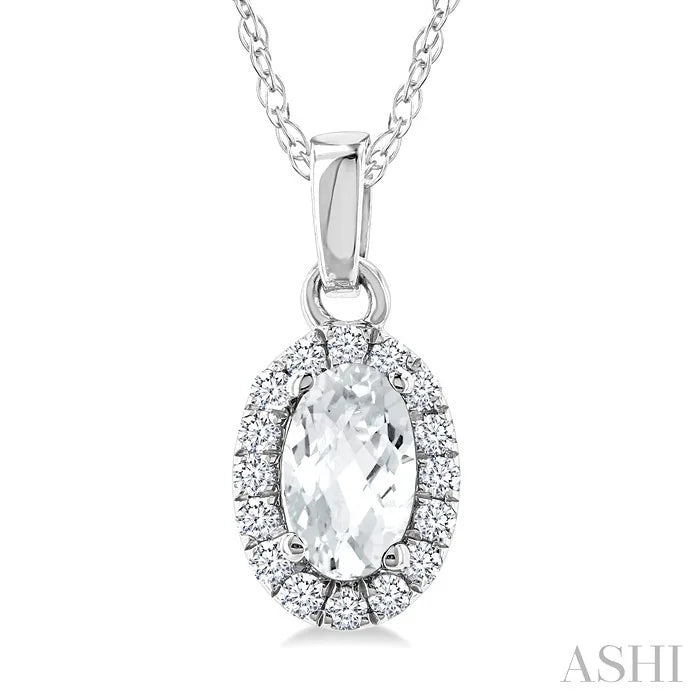 Oval Shape Gemstone & Halo Diamond Pendant