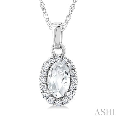 Oval Shape Gemstone & Halo Diamond Pendant