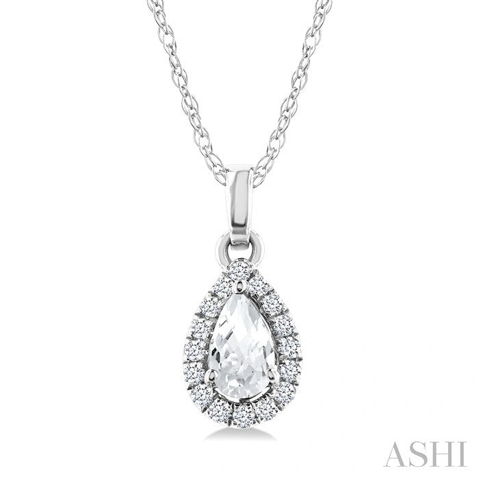 Pear Shape Gemstone & Halo Diamond Pendant