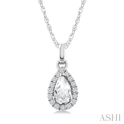 Pear Shape Gemstone & Halo Diamond Pendant
