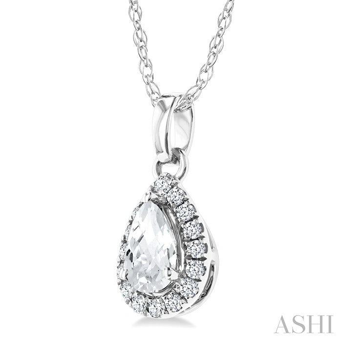 Pear Shape Gemstone & Halo Diamond Pendant