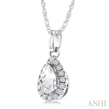 Pear Shape Gemstone & Halo Diamond Pendant