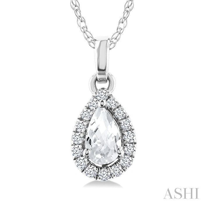 Pear Shape Gemstone & Halo Diamond Pendant
