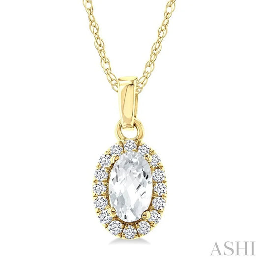 Oval Shape Gemstone & Halo Diamond Pendant