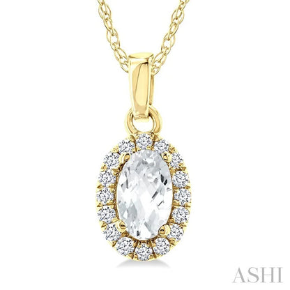 Oval Shape Gemstone & Halo Diamond Pendant