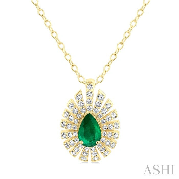 Pear Shape Gemstone & Diamond Pendant
