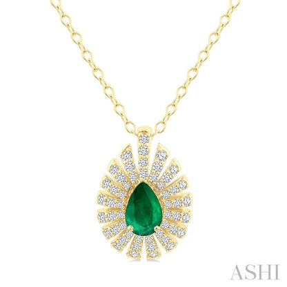 Pear Shape Gemstone & Diamond Pendant