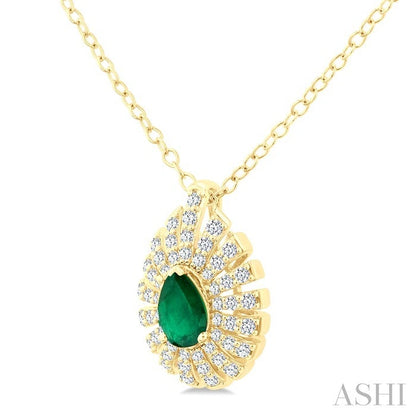 Pear Shape Gemstone & Diamond Pendant