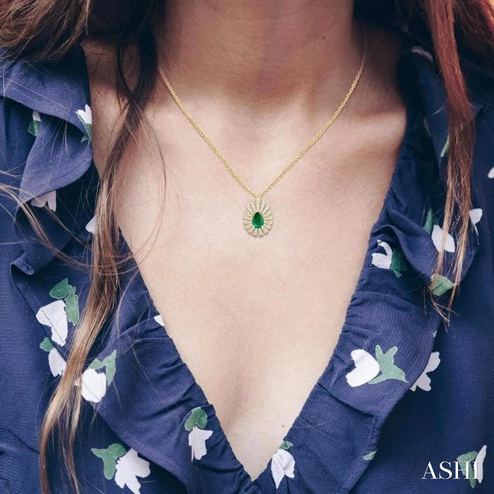 Pear Shape Gemstone & Diamond Pendant