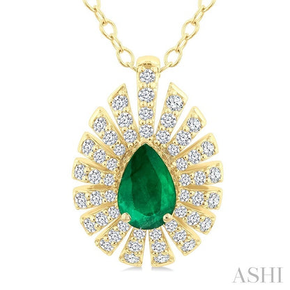 Pear Shape Gemstone & Diamond Pendant