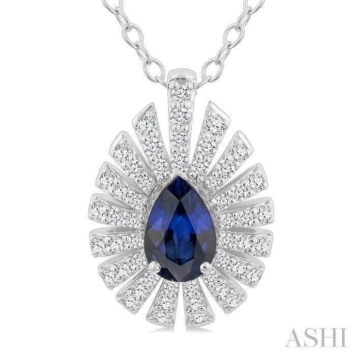 Pear Shape Gemstone & Diamond Pendant