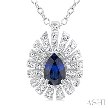 Pear Shape Gemstone & Diamond Pendant