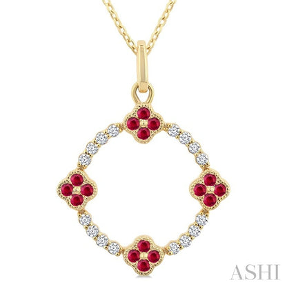Clover Circle Gemstone & Diamond Pendant