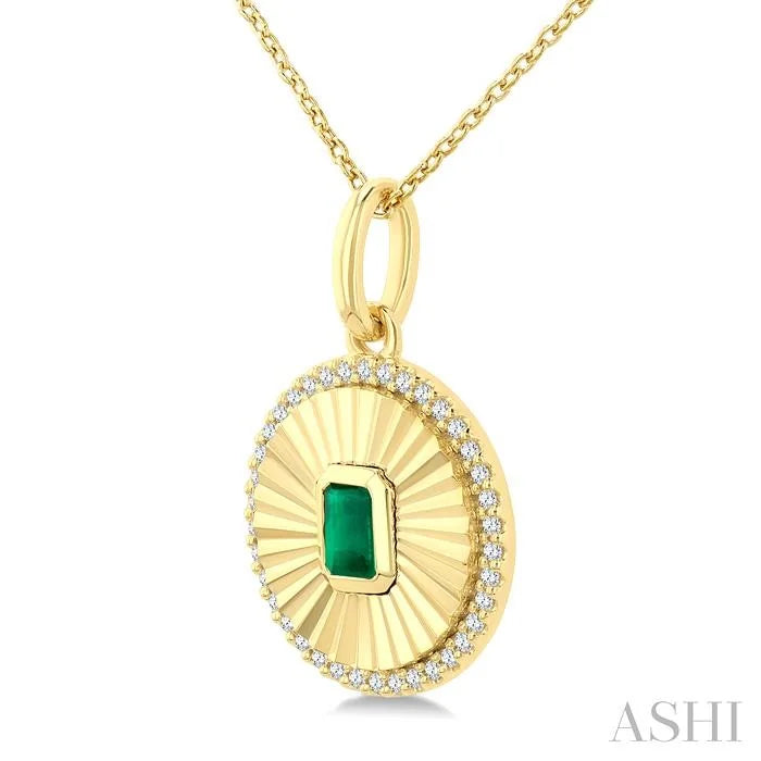 Round Shape Fluted Medallion Gemstone & Diamond Pendant