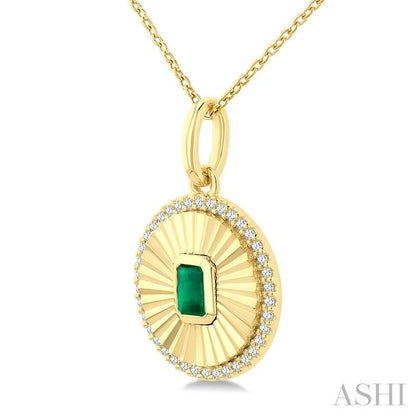 Round Shape Fluted Medallion Gemstone & Diamond Pendant