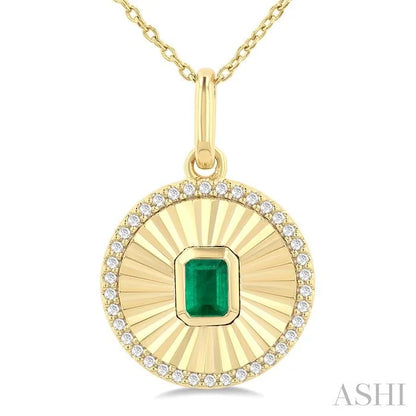 Round Shape Fluted Medallion Gemstone & Diamond Pendant