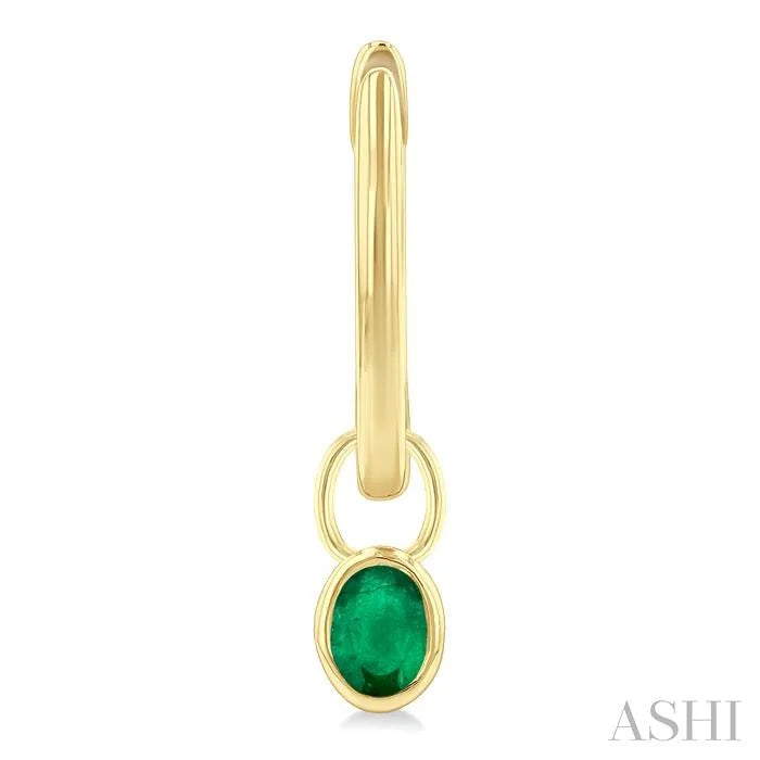 Oval Shape Bezel Set Gemstone Huggie Fashion Earrings
