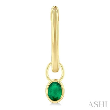 Oval Shape Bezel Set Gemstone Huggie Fashion Earrings