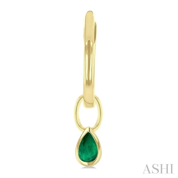 Pear Shape Bezel Set Gemstone Huggie Fashion Earrings