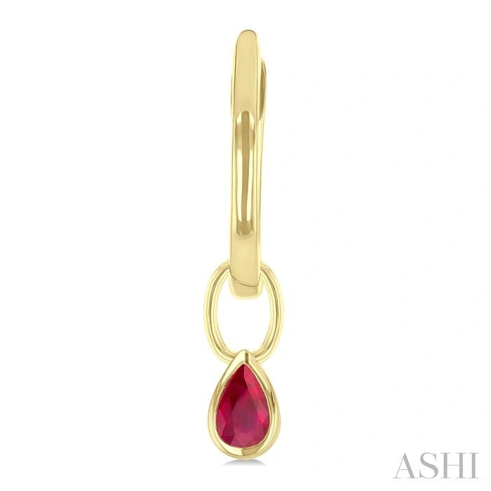 Pear Shape Bezel Set Gemstone Huggie Fashion Earrings