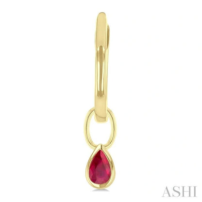 Pear Shape Bezel Set Gemstone Huggie Fashion Earrings
