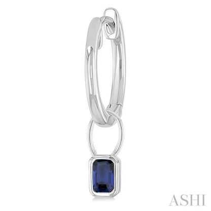 Emerald Shape Bezel Set Gemstone Huggie Fashion Earrings