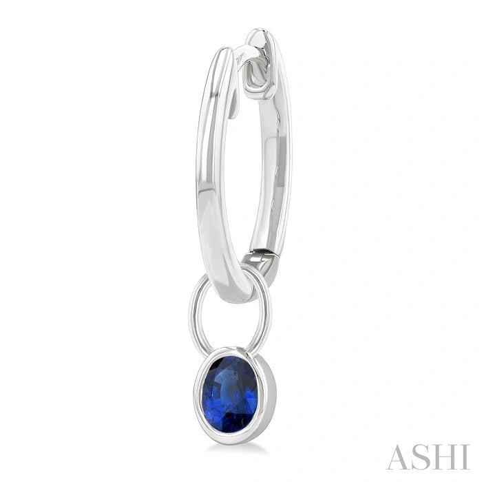 Oval Shape Bezel Set Gemstone Huggie Fashion Earrings